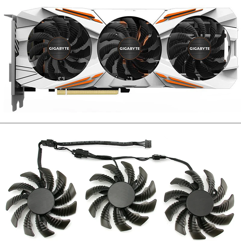 Nuovo 3Pcs 75Mm 4Pin T128010Su Muslimyx1080 1070 1060 Gpu Fan Per Gigabyte Gtx1080Ti 1070Ti G1 Gaming Video Card Fan