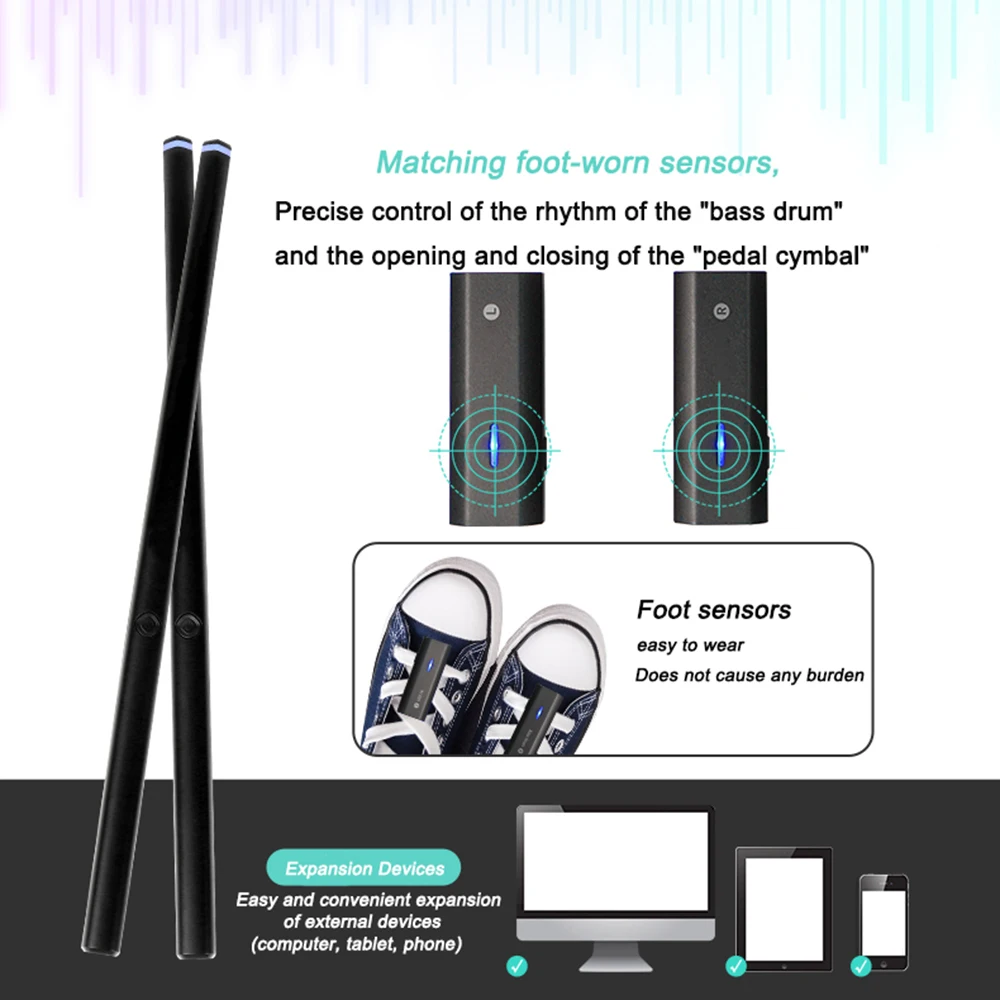 AeroBand PocketDrum 2 PLUS Somatosensory Digital Electronic Air Drum Stick  Set Drumsticks & Foot Pedals & Bluetooth Adapter - AliExpress