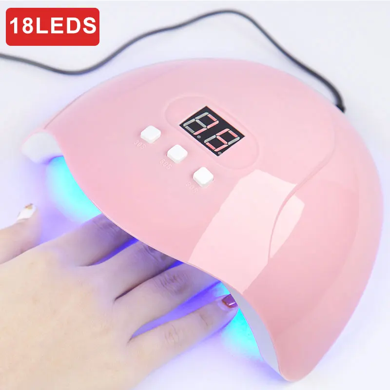 Lámpara UV para uñas, secador de uñas de 18LED, adecuado para todos los barniz de Gel, pulido y curado con modo de temporizador, adecuado para herramientas de manicura caseras
