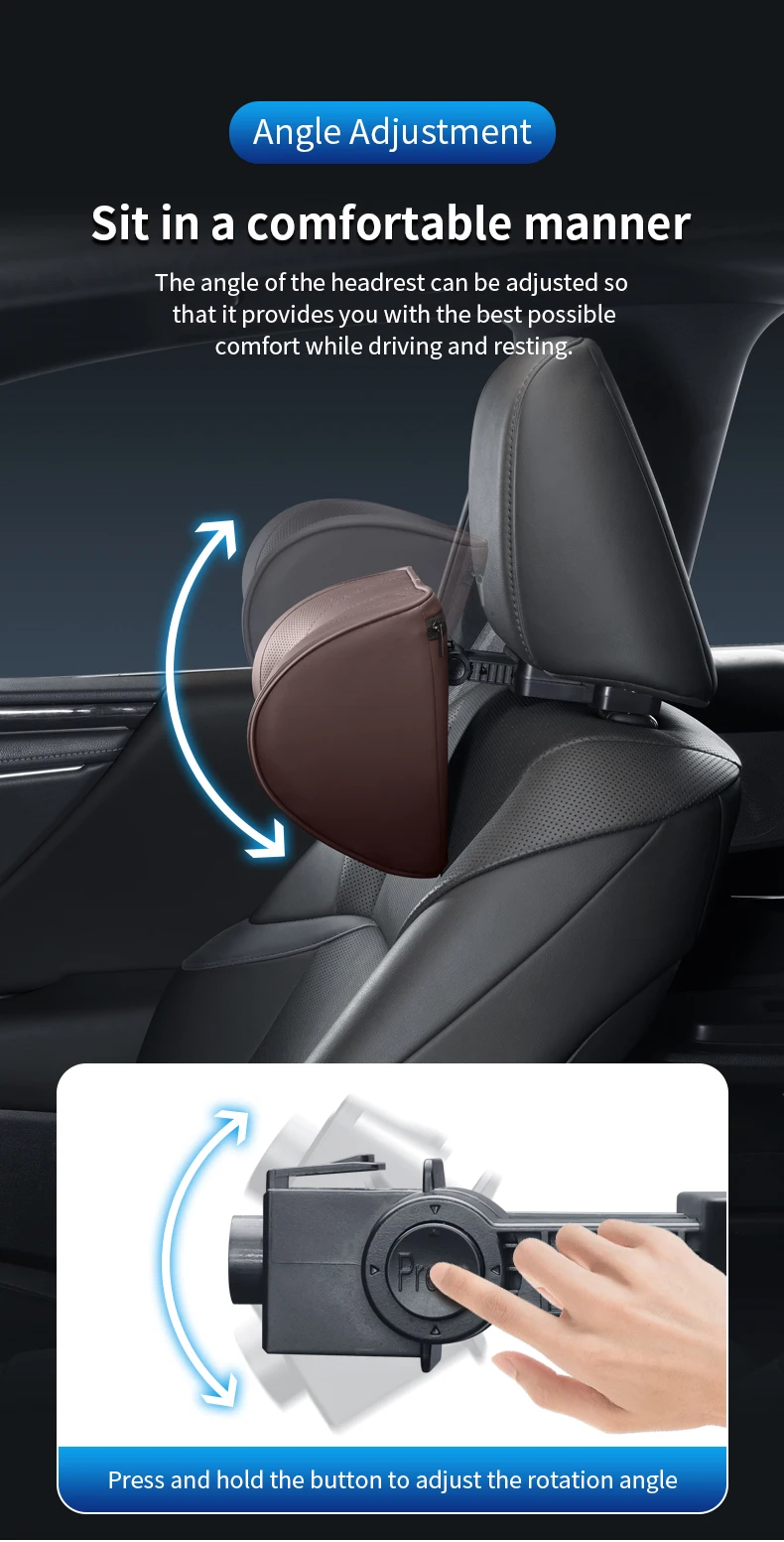 Leather Car Seat Headrest Cushion Multi-Function Memory Foam Car Neck Pillow Adj