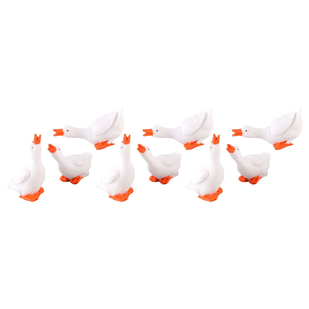 

9pcs Miniature Simulation Goose Figurines Resin Goose Landscaping Decorations