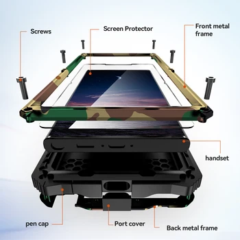 For Samsung S24 S23 Ultra Heavy Tank Armor Aluminum Metal Phone Case Military Shockproof Rugged Cover Screen Lens Protection 1