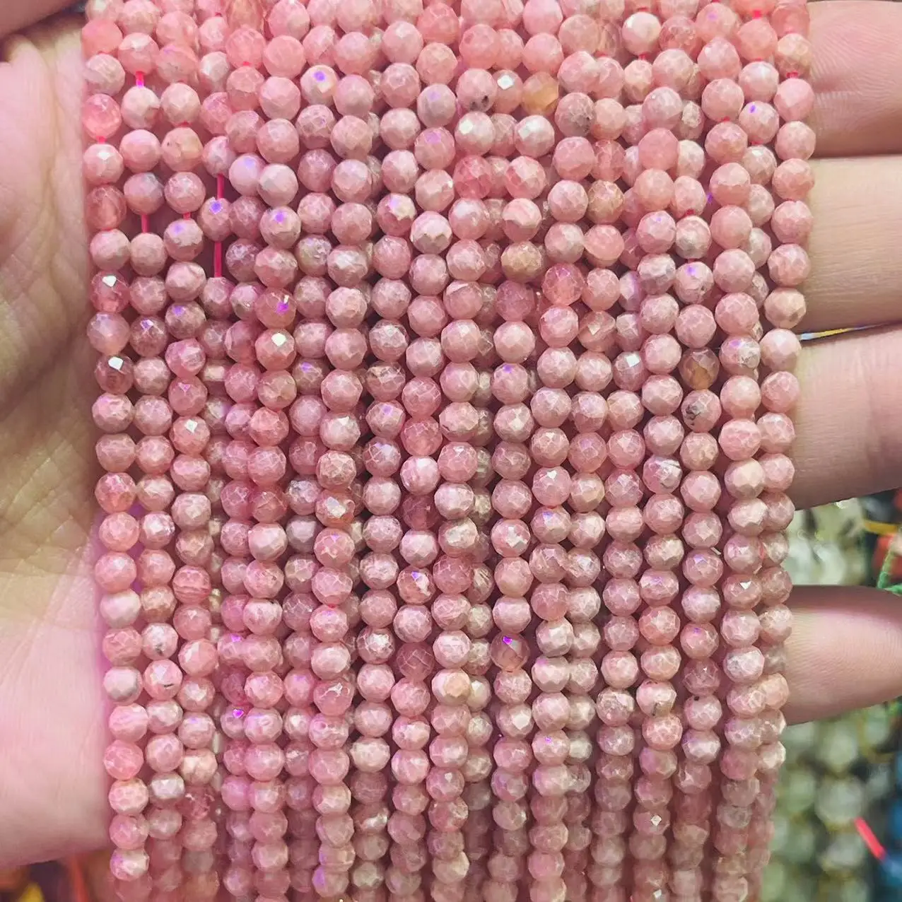 Noble 4mm Natural Rhodochrosite Faceted Round Beads Pink Rhodonite Stone Argentina Raw Ore Dialogite Gem Charm Bead DIY Jewelry