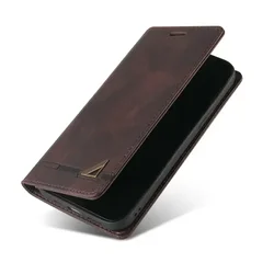 RFID Leather Magnetic Wallet Phone Case & Cover for A57 5G (Brown)