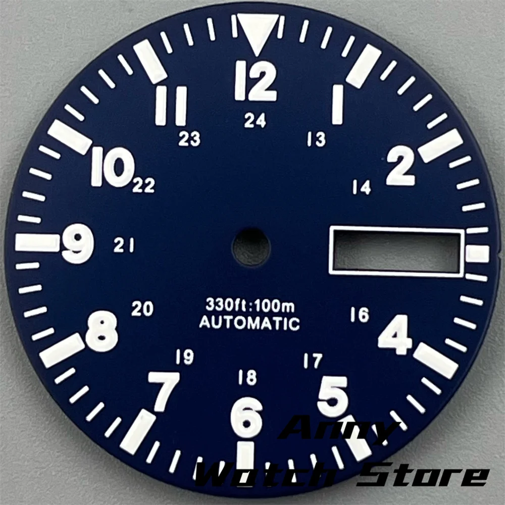 Green Luminous Dual Date Watch Dial with Hands Set