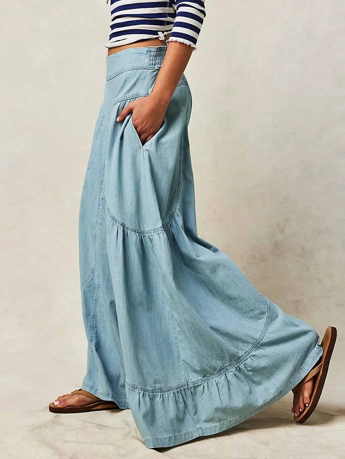 Women's Pants High Waisted Elastic Waist Loose Women's Wide Leg Pants Patchwork High Street Solid Color Spring Women's Pants