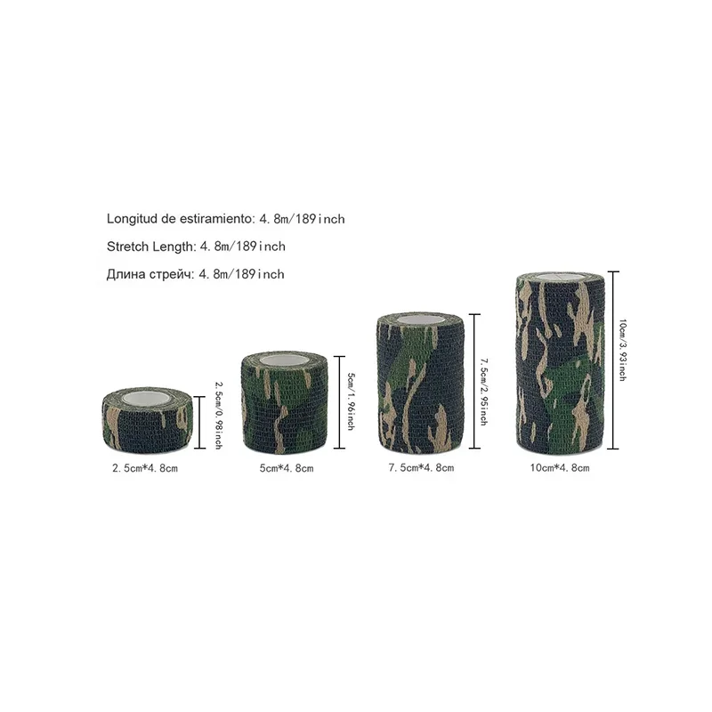 1/6 stücke Elastische Wrap Band Armee Klebstoff Outdoor Jagd Camouflage Band Wasserdichte Wrap Langlebige Selbstklebende Elastische Bandage – Detail 5