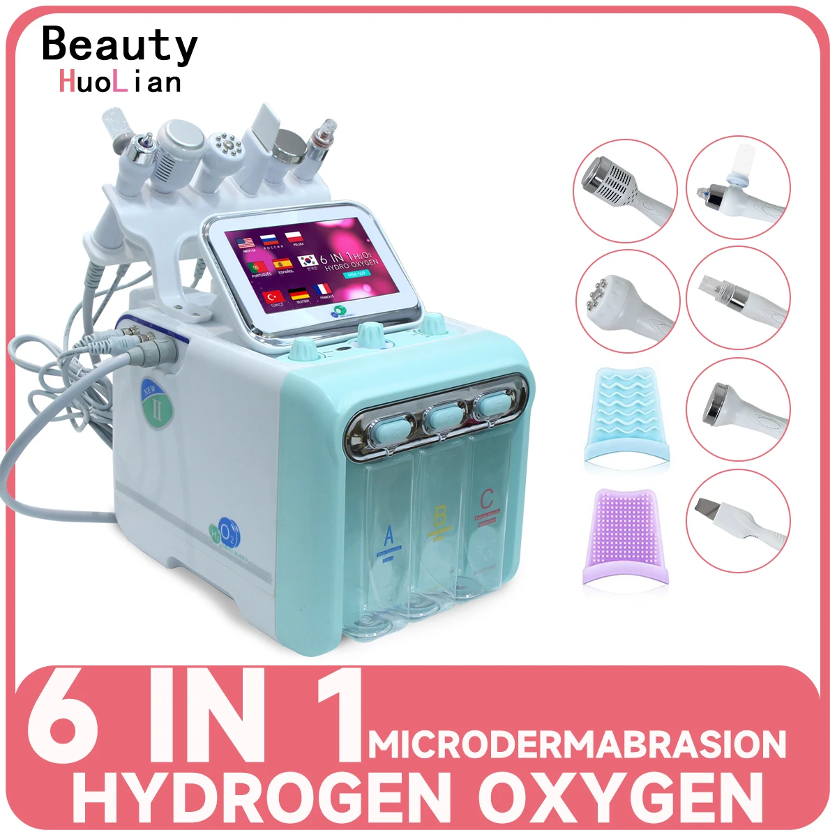 

New 6 in 1 Hydro Dermabrasion RF Bio-lifting Water Bubble Microdermabrasion H2O2 Machine Hydroponic Face Skin Cleansing SPA