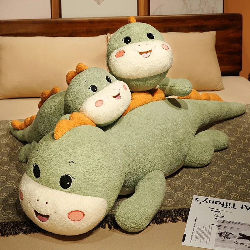 80/100/120cm Cute Long Dinosaur Plush Pillow Toy Cartoon Elastic Stuffed Animals Plushies Cushion Sleeping Pillows Soft Toys 3d dinosaur wind spinner summer vacation outdoor for play toy for w long tail 100m string physical sport family dropship
