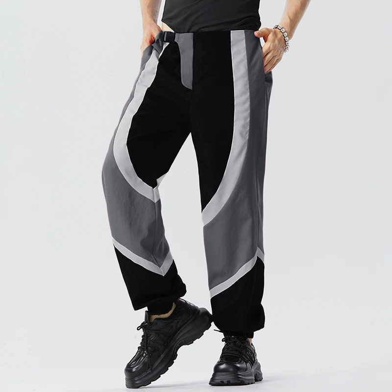 INCERUN-Streetwear com botões patchwork para homens, calças