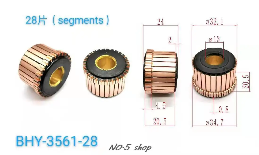 

5Pcs 32.1x13x20.5(24)x28P Copper Bars Electric Motor Commutator