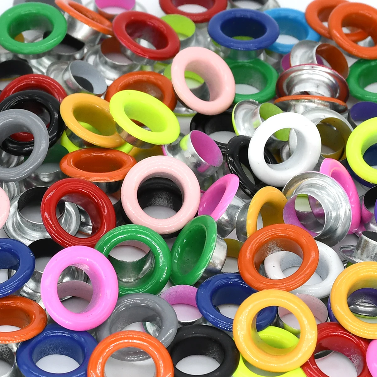 Colored eyelets grommets with washer inner 6mm round hole eye rings for shoes bag clothing belt hat scrapbooking 100sets/pack