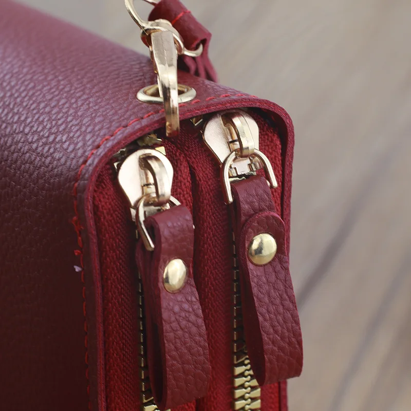 Women’s Double Zipper Long Wallet, PU Leather Large Capacity Card Holder Wristlet Clutch with Phone Pocket Purse 6