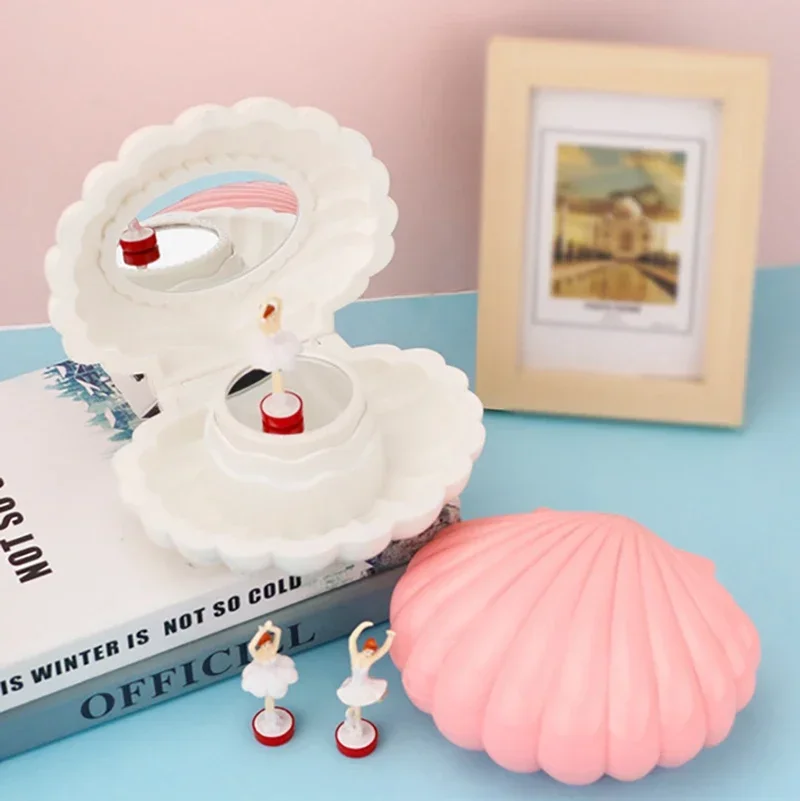Shell Shape Clockwork Musical Boxes Girls Dancing Ballerina Musical Box Christmas B For Girirthday Jewelry Box Gifts Ornaments