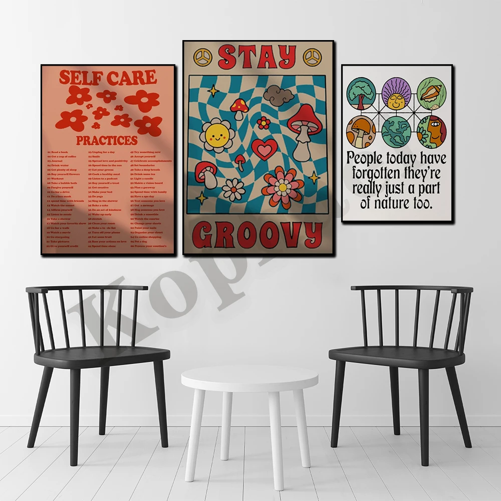 Abstract Vintage Characters And Nature Plants Gallery Wall Print Flower Market Exhibition Poster