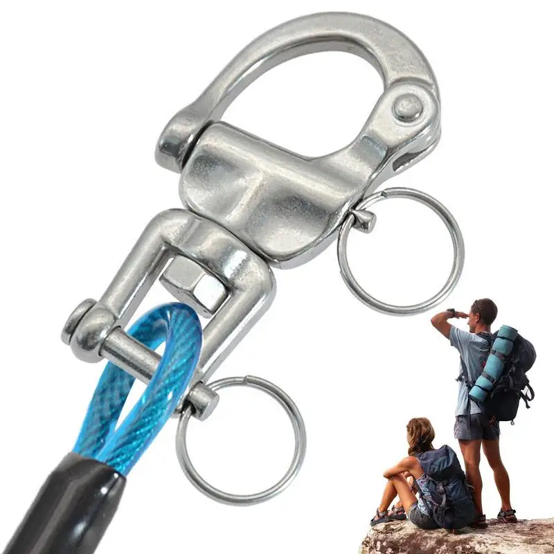 Quick Release Shackle Stainless Steel Boat Marine Rigging Accessories Ring Spring Swivel Diving Sailing Spinnaker Halyard 304 stainless steel 12 120mm egg spring snap hook clips quick link carabiner rock climbing buckle eye hardware ring for outdoor