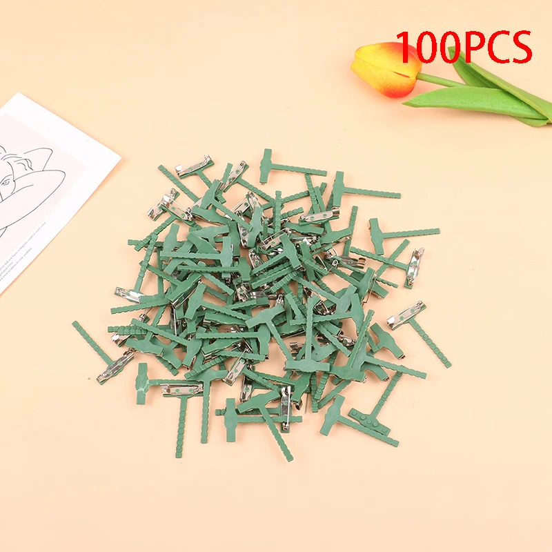 

95/100pcs Fake Flower Brooch Pins Plastic Metal Brooches Unisex Shirt Collar Pins Women Men Brooch Wedding Party Decor Tool