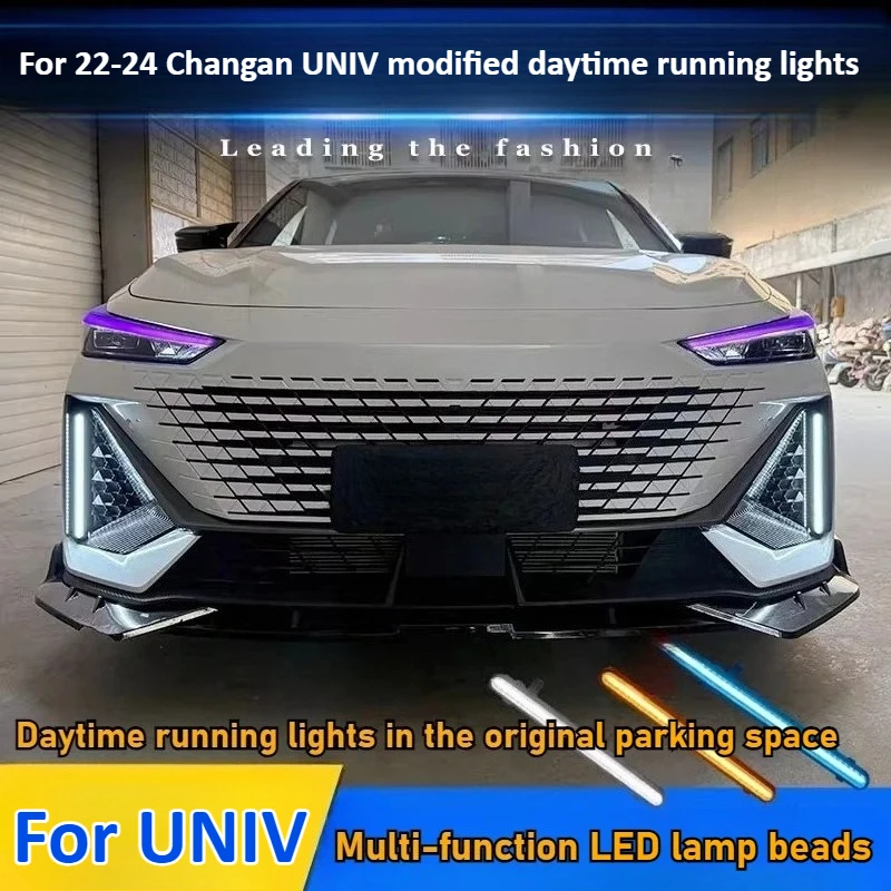 For Changan UNIV UNI-V 2022-2024 Car Led Daytime Running Light Front Bumper Fog Lamp DRL Yellow Dynamic Turn Signal Night Blue detail image 1