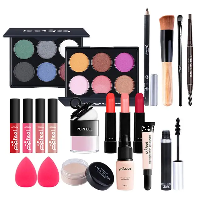 Juego de regalo de maquillaje todo en uno | Kit de maquillaje para mujer,  kit completo esencial para principiantes, incluye paleta de sombras de  ojos