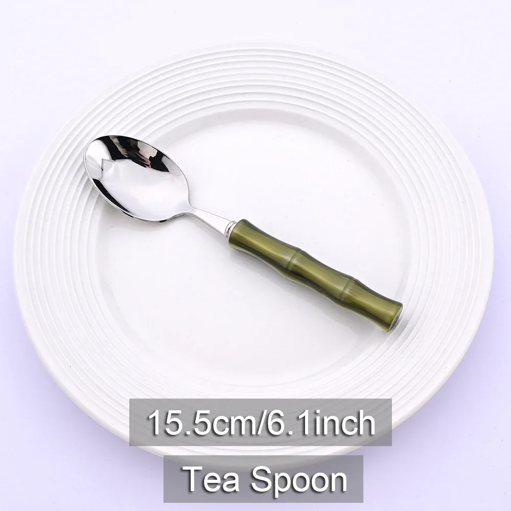 Elegance Collection: Green Bamboo Handle Stainless Steel Cutlery Set