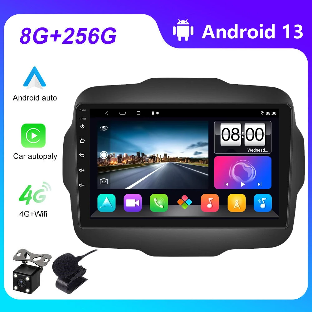

4G+64GB Car Radio Android Auto Video Multimedia Player For Jeep Renegade 2016 2017 2018 -2020 Carplay 2din Autoradio GPS DSP