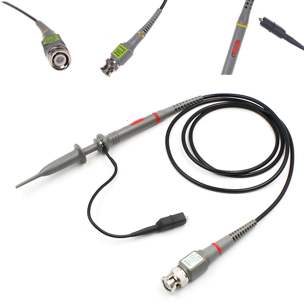 1PCS Oscilloscope Probe DC-100MHz Scope Clip Probe 100MHz P6100 300V Attenuator X1 X10 Wire Cable BNC Connector Diy Newest 2