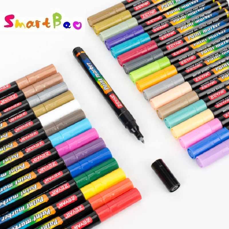 0.7mm Art Marker Pen Water Based Acrylic Paint Marker, Waterproof, Opaque Ink, Light Fast
