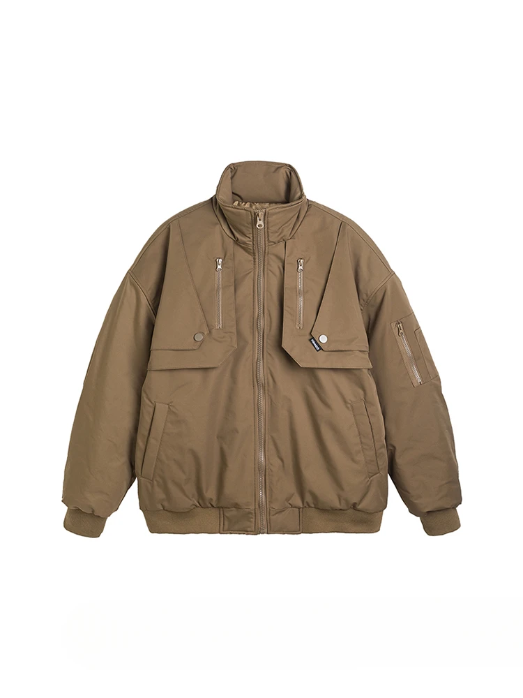 Jacket Men's Retro American Stand Collar Spring and Autumn Thin Non-Elastic Loose Casual High Street Letter Embroidery OuterWear