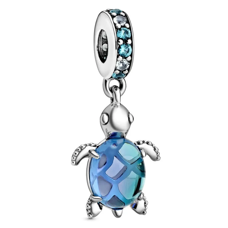 

Original Murano Glass Sea Turtle Dangle Beads Charm Fit Pandora Women 925 Sterling Silver Europe Bracelet Bangle Diy Jewelry