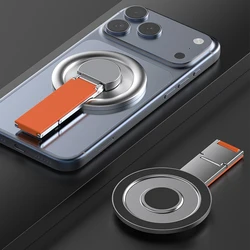 Universal Strong Magnetic Phone Holder with 360 - Degree Rotating Magnet Finger Ring Stand (Orange)