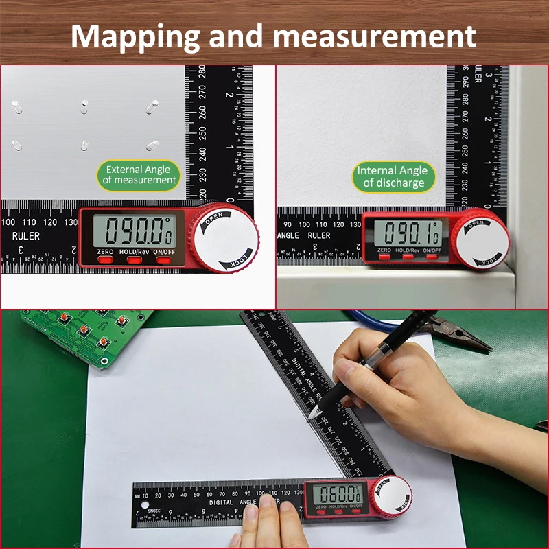 2-in-1 Digital Angle Meter Inclinometer 360 Degree Electronic Angle Ruler Goniometer High Accuracy Angle Finder for Woodworking 4