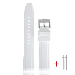 Premium Curved Rubber Strap - Blue Moon Edition - Quick Release, Waterproof, 20mm for 20mm (White)