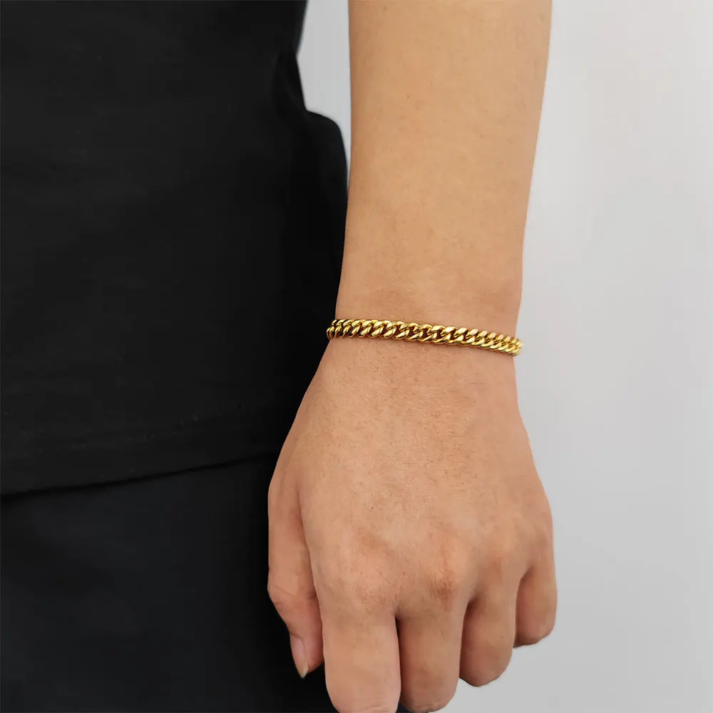 Simple Style Solid Color Stainless Steel 14K Gold Plated Bracelets In Bulk