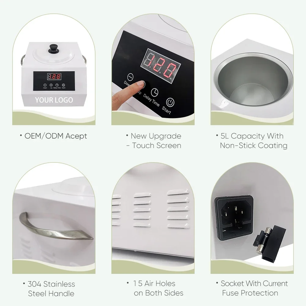 Digital Touch Screen 5000ml Depilatory Wax Heater Extra Large Professional Wax Heater 5L Beauty Salon Pot Warmer Machine