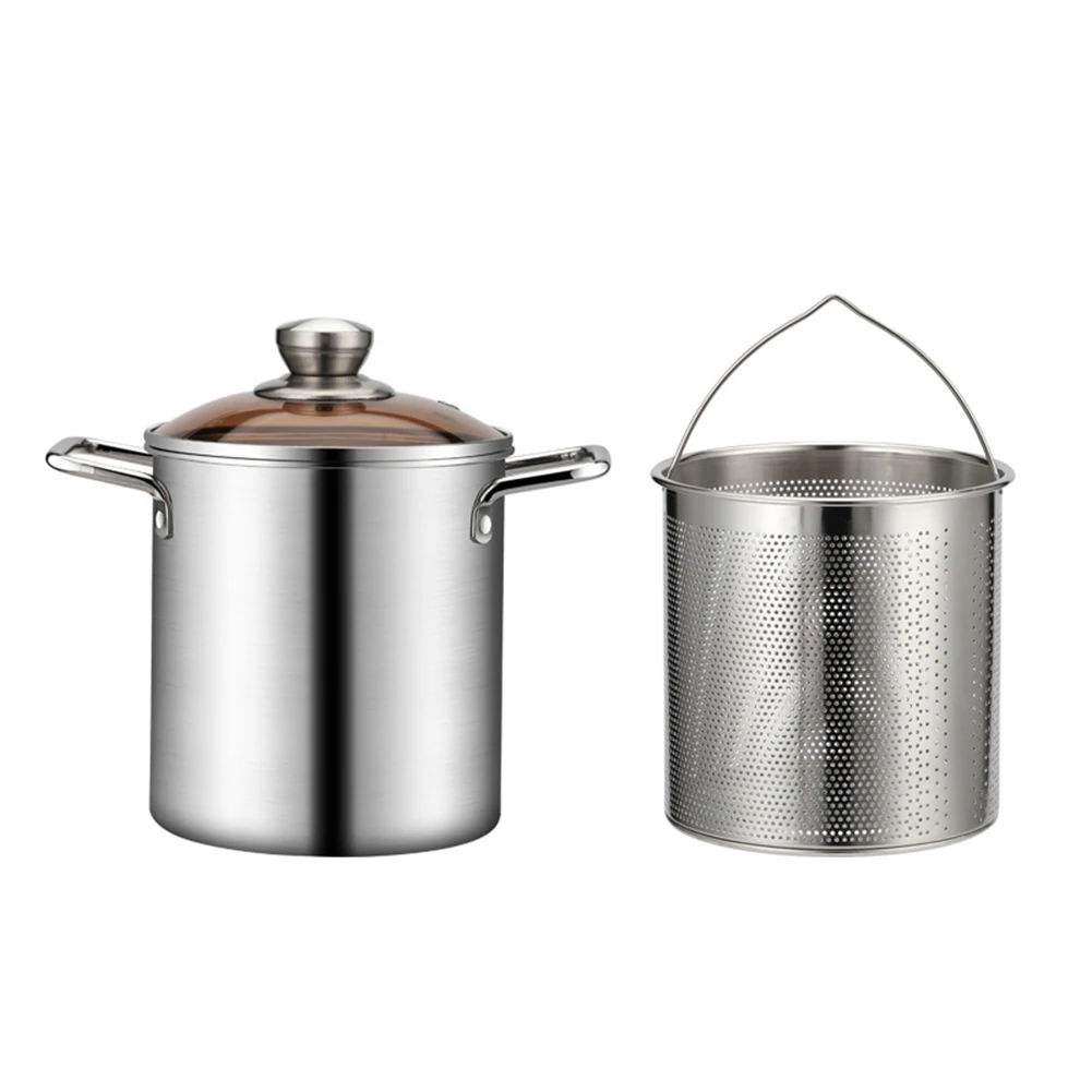 

1Pc Stainless Steel Deep Frying Pot Basket Multipurpose Cooker Milk Pot Soup Pot Kitchen Supplies Household Supplies