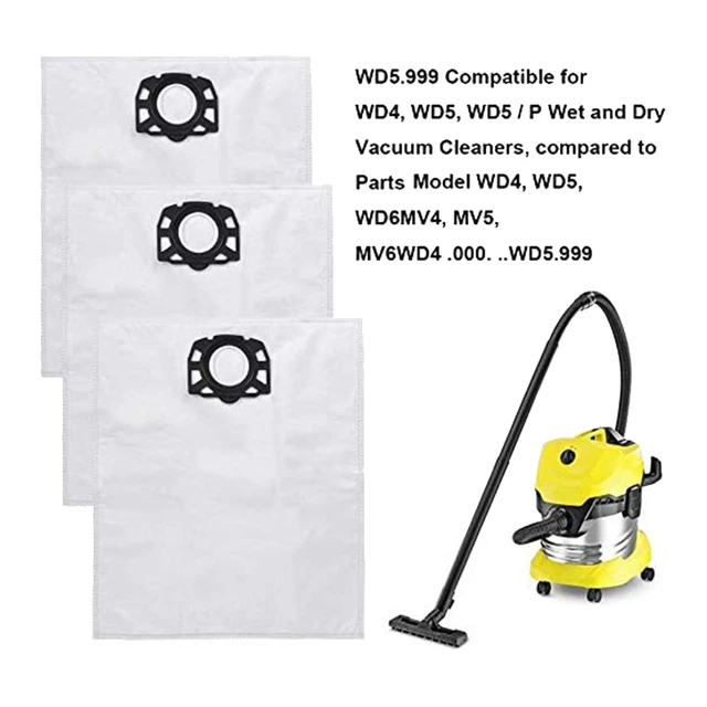 12 sacs d'aspirateur + 1 filtre plat plissé pour Karcher WD4, WD5 et WD6,  support et sec multi-usages - AliExpress