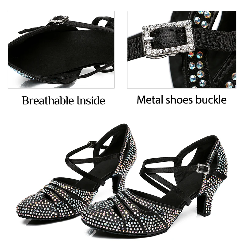 DKZSYIM Women Tango Dance Shoes Closed Toe Dance Shoes High Heel Salsa Ballroom Indoor Modern Latin For Ladies Girls