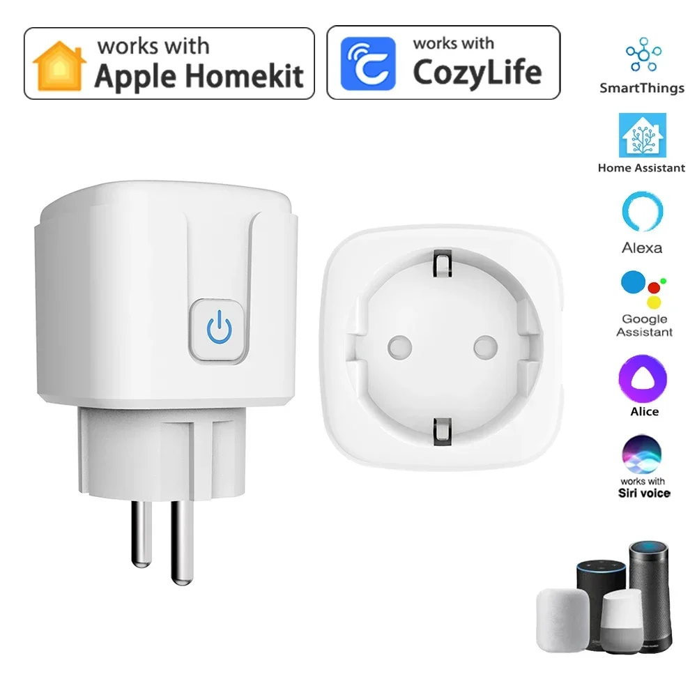 HomeKit WiFi 16A EU Smart Socket AC100~240V High Power Outlet APP Remote Control Timer Plug Works With Alexa Google Apple Siri