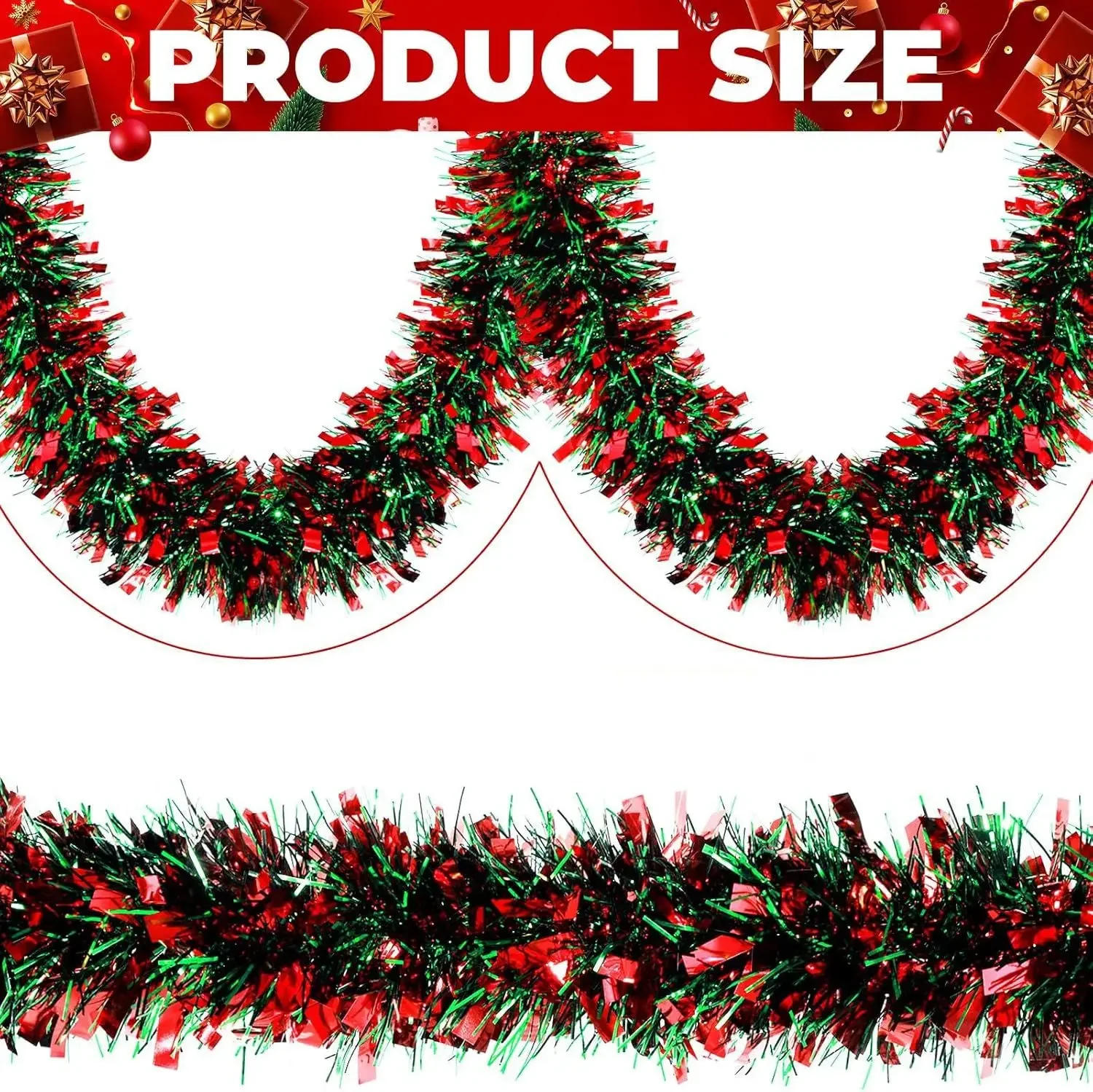 Red Green Wreath Christmas Tinsel Garlands Decoration Bar Tops 5