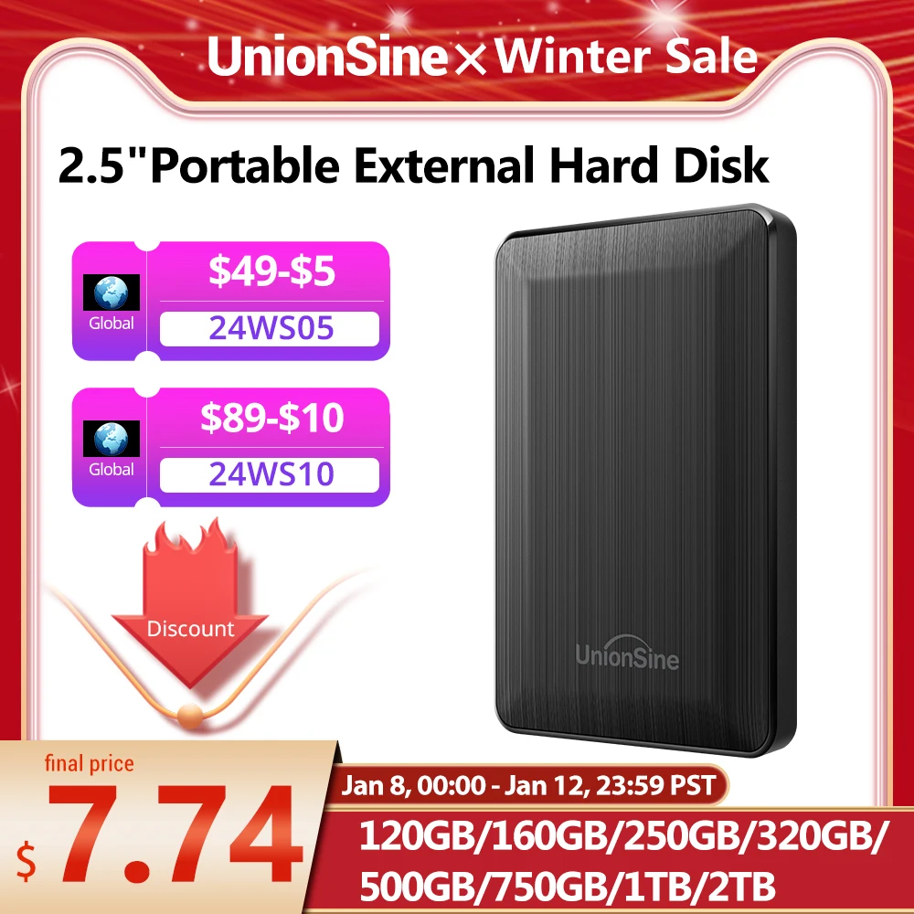 Unionsine-disco Rígido Externo Portátil Hdd 2.5 250gb 320gb 500gb 1tb Usb 3.0 Armazenamento Compatível para pc Macps4desktopmacbook