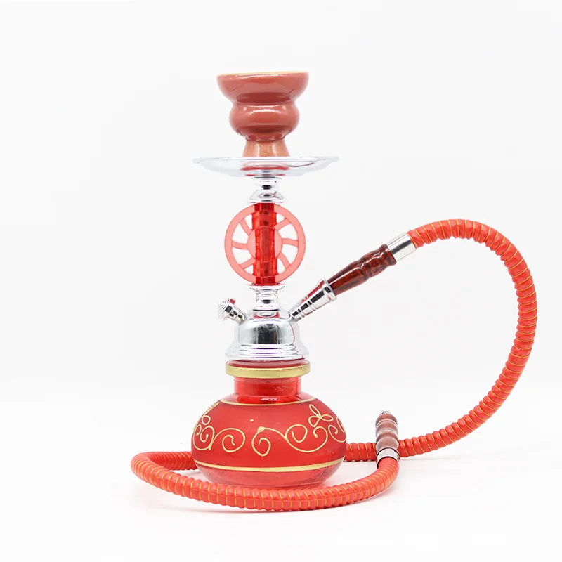 Single Tube Shisha Hookah Glass Metal Made Shisha Water Pipes Hookah Private Use High Quality