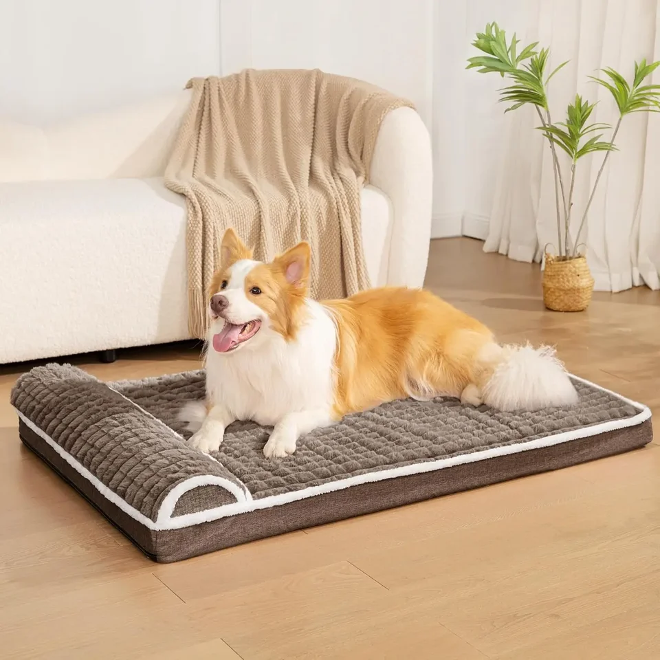 Large Orthopedic Dog Bed with Pillow Waterproof Foam