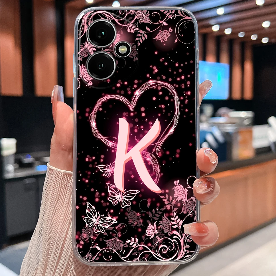 Luxury Letters Pattern Soft TPU Clear Silicone Anti-Drop Phone Case