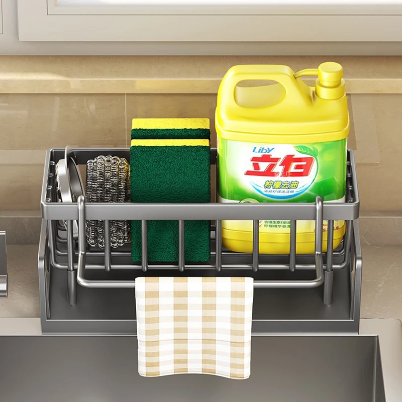 Kitchen Sink Drain Rack Organizer ABS Plastic Self-draining Sink Shelf Soap Sponge Holder Dishcloth Towel Rack filter basket