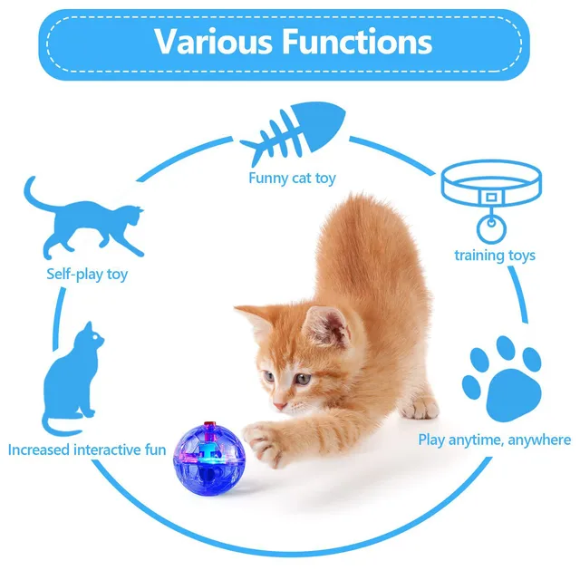 3Pcs Cat Motion Light Up Interactive Flash Ball Ghost Small Battery Powered Paranormal Equipment Portable LED Gift Pet Toys 6