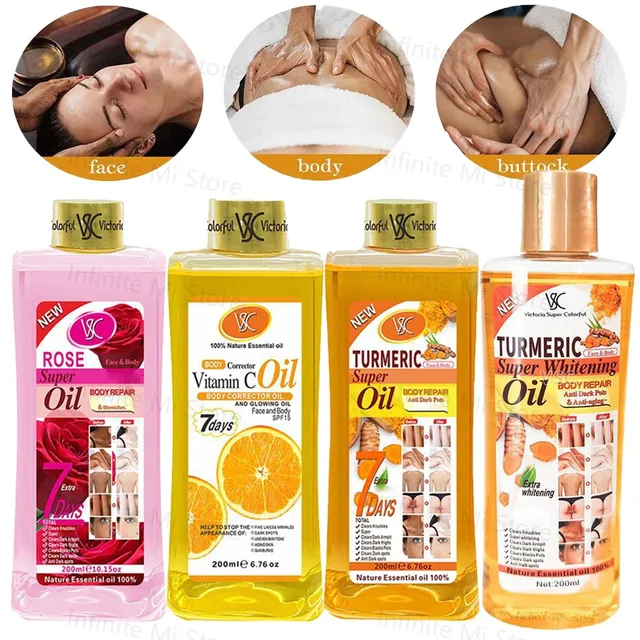 Huile essentielle de curcuma pour le visage et le corps, huile essentielle de Rose naturelle hydratante, soins pour la peau, 200ml 1
