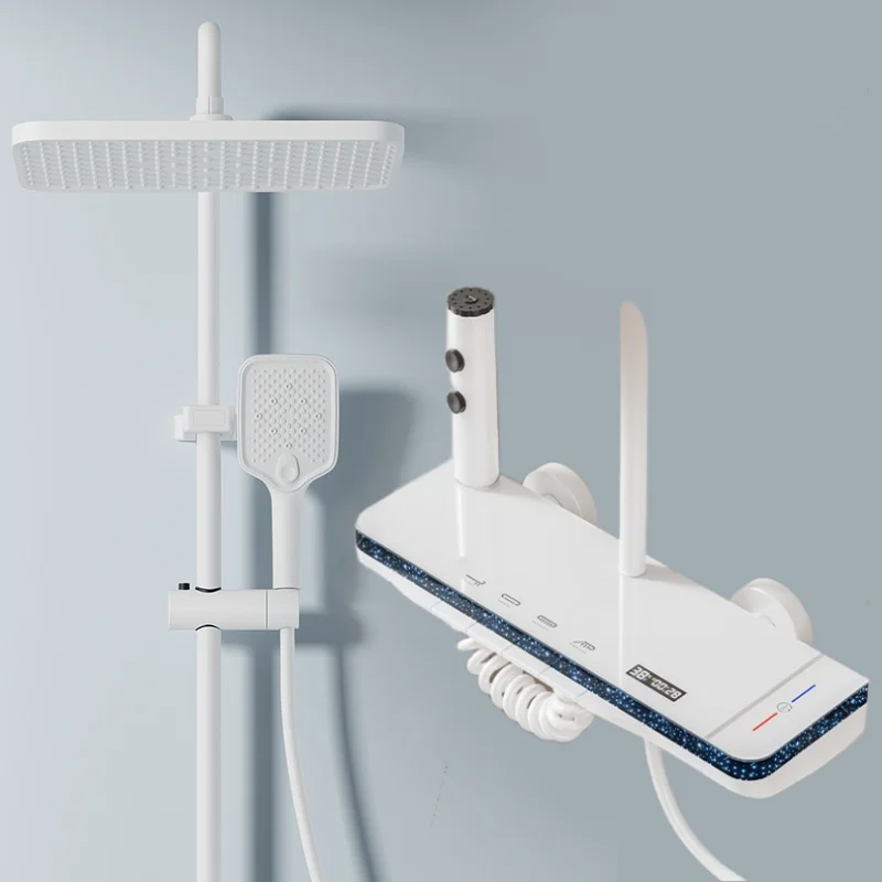 Starry Sky ไฟ LED ก๊อกน้ําห้องน้ําชุดฝักบัวแสดงอุณหภูมิระบบ 4 ฟังก์ชั่นร้อนเย็น TAP อ่างอาบน้ํา 1