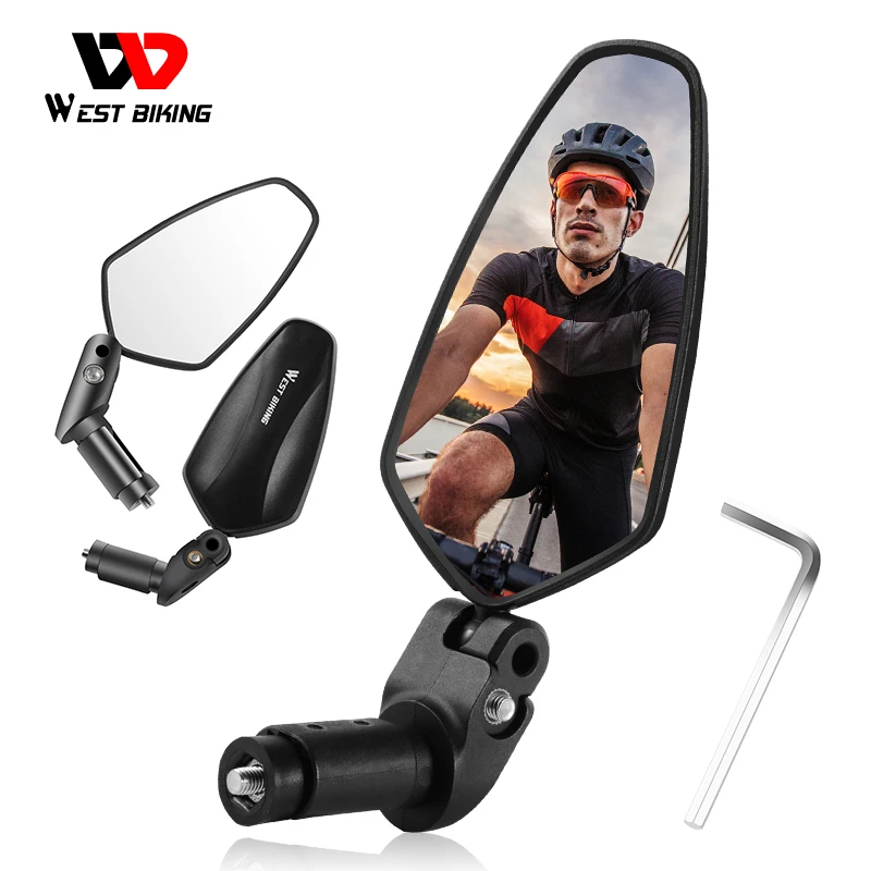 

WEST BIKING Bike Mirror HD 360 Rotation Handlebar Rearview Mirror Convex Reflect Safety Rear View Mirror Bicycle Accessories