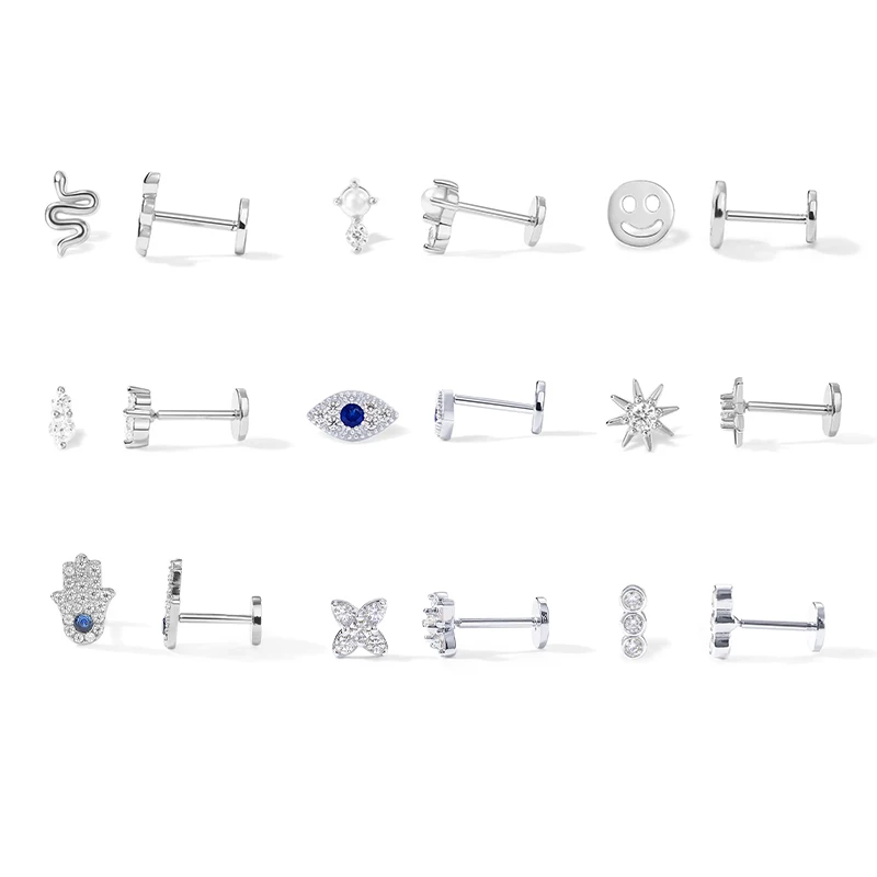 ROXI INS 기괴한 눈/손/뱀 크리스탈 스터드 귀걸이 여성용 피어싱 귀걸이 특이한 Pendientes Plata