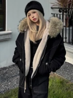 2000s Aesthetic Black Elegant Jacket Woman 2025 Winter Y2k Zip Up Hooded Design Harajuku Coat Female Loose Casual Punk Outfits - Image 6